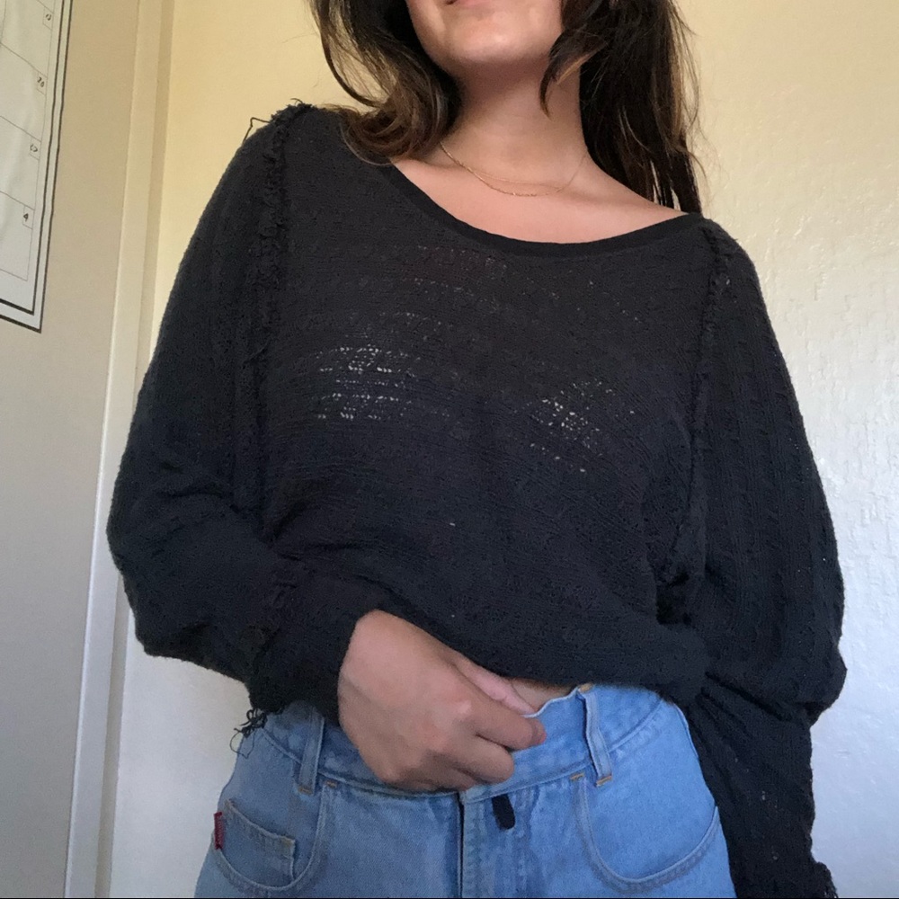 Free People Navy Knit Sweater